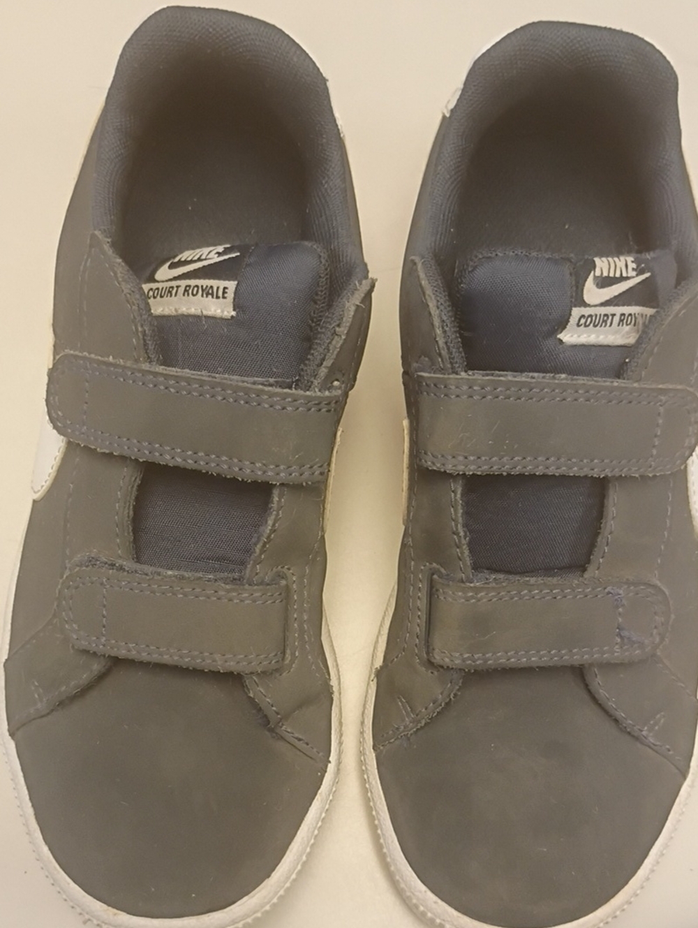 Nike Kids Court Royale Velcro Sneakers in Navy and White